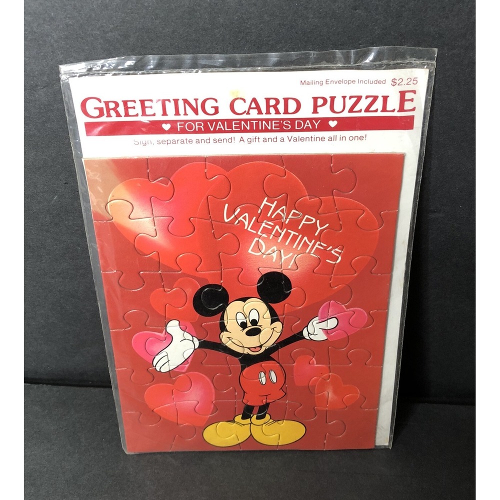 Walt Disney Mickey Mouse Gibson Greeting Card Puzzle Happy Valentines Day Sealed